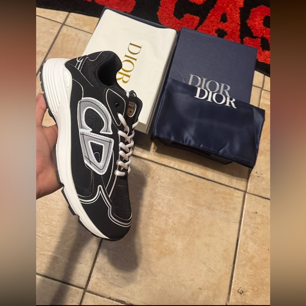 Dior Men's Black and White Sneakers